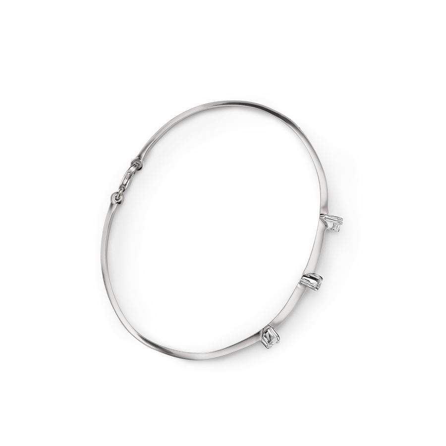 White gold rigid wire bracelet with 3 diamonds BALANCE | BR 2TO 1MQAU18B CT 0,39